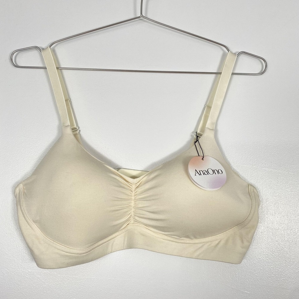 AnaOno Monica Bra Womens 3XL 42 Cream Wireless Mastectomy Removable Pads